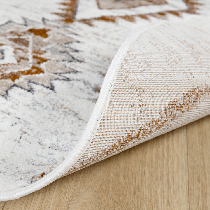 Hochflor Teppich Rund - Blend Aztec Creme Bunt - 5
