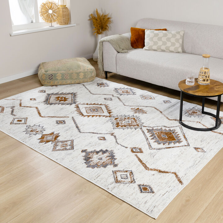 Hochflor Teppich - Blend Aztec Creme Bunt
