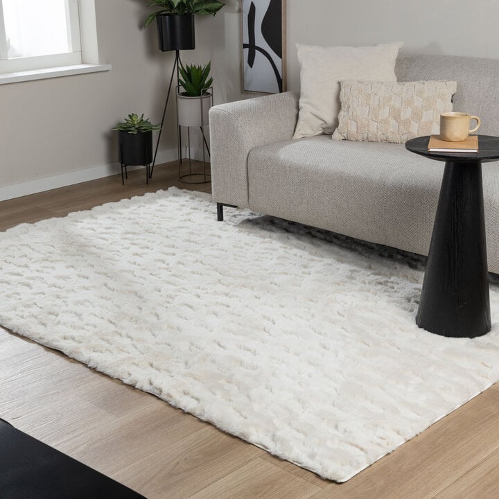 3D Teppich Flauschig - Moon Weiß