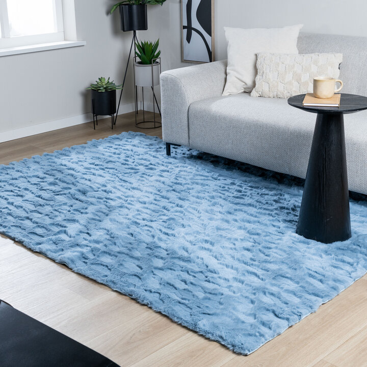 3D Teppich Flauschig - Moon Blau