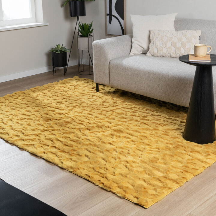 3D Teppich Flauschig - Moon Gelb