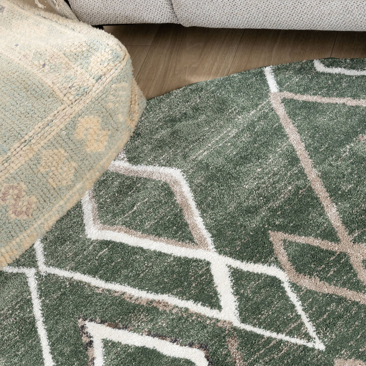 Berberteppich Rund - Blend Diamond Grün - 1