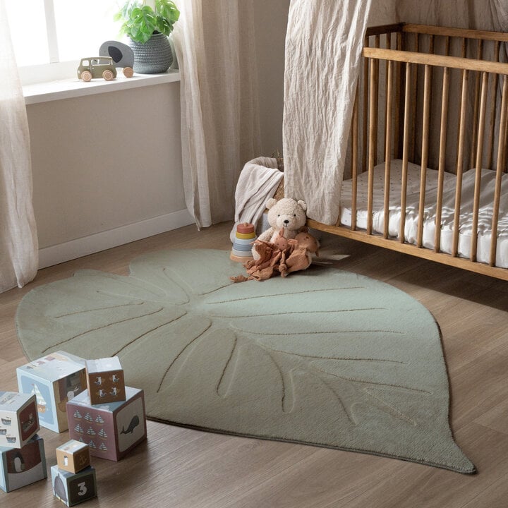 Kinderteppich Waschbar - Coco Blatt Grün