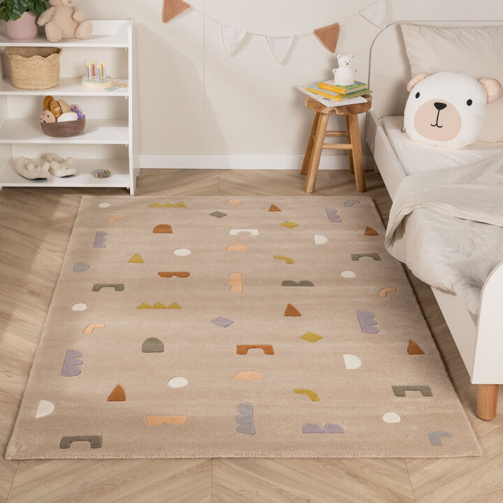 Teppich Kinderzimmer - Lux Geo Bunt Beige