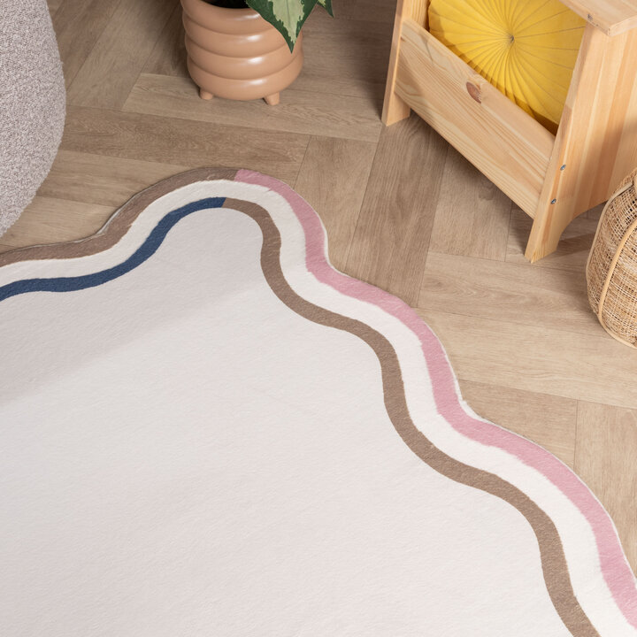 Teppich Organisch - Molly Wavy Weiß Rosa - 1