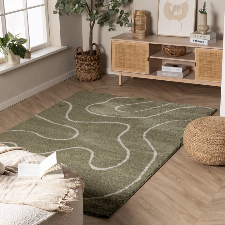 Waschbarer Teppich - Myrre Swirl Grün
