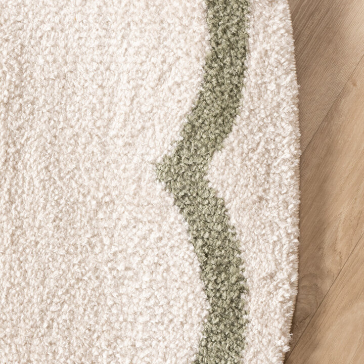 Waschbarer Teppich Rund - Myrre Weiß Grün - 3