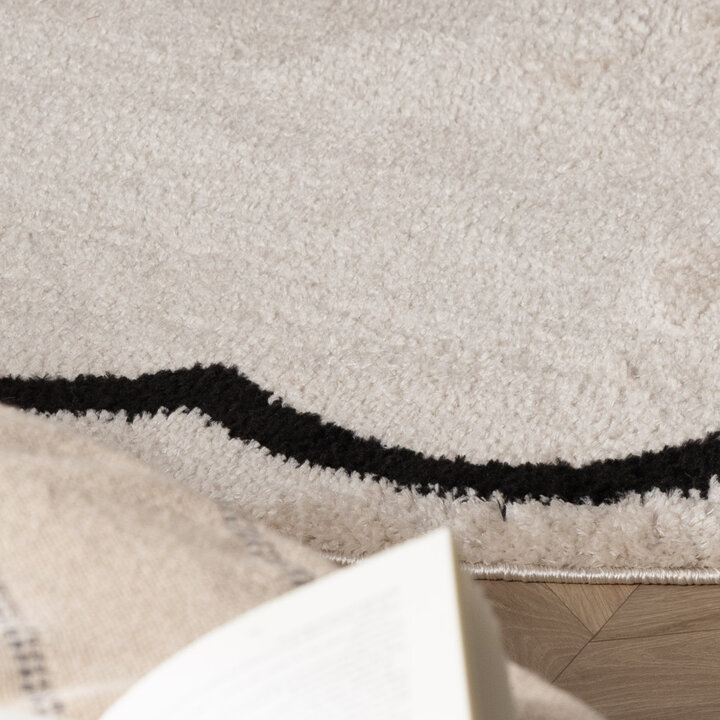 Waschbarer Teppich Rund - Myrre Weiß Schwarz - 1