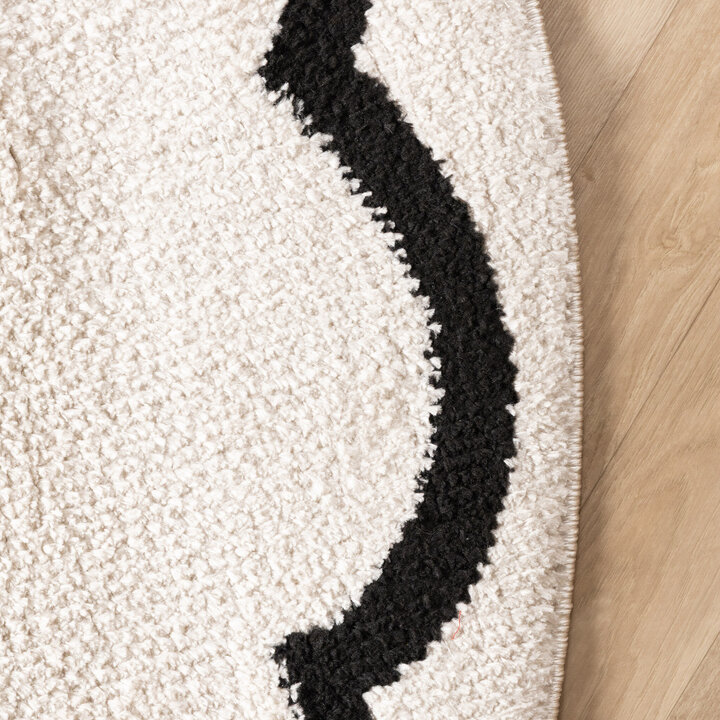 Waschbarer Teppich Rund - Myrre Weiß Schwarz - 3