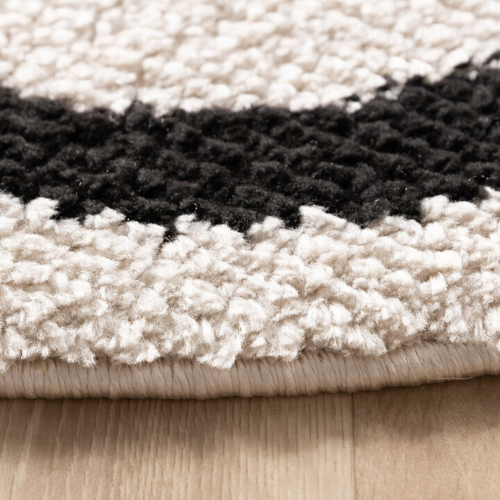 Waschbarer Teppich Rund - Myrre Weiß Schwarz - 4