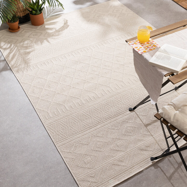 In- & Outdoor Teppich - Dunes Geo Creme