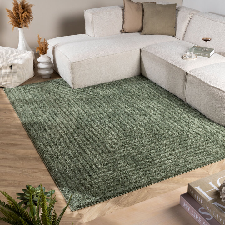 Teppich Skandinavisch - Lova Lines Grün