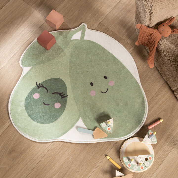 Waschbarer Kinderteppich - Berry Avocado Grün