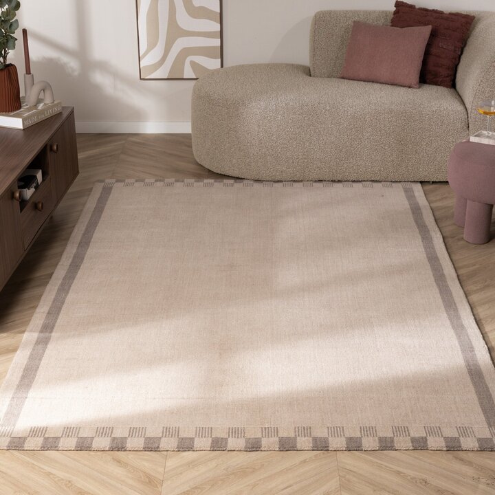 Wollteppich - Valencia Border Taupe Grau