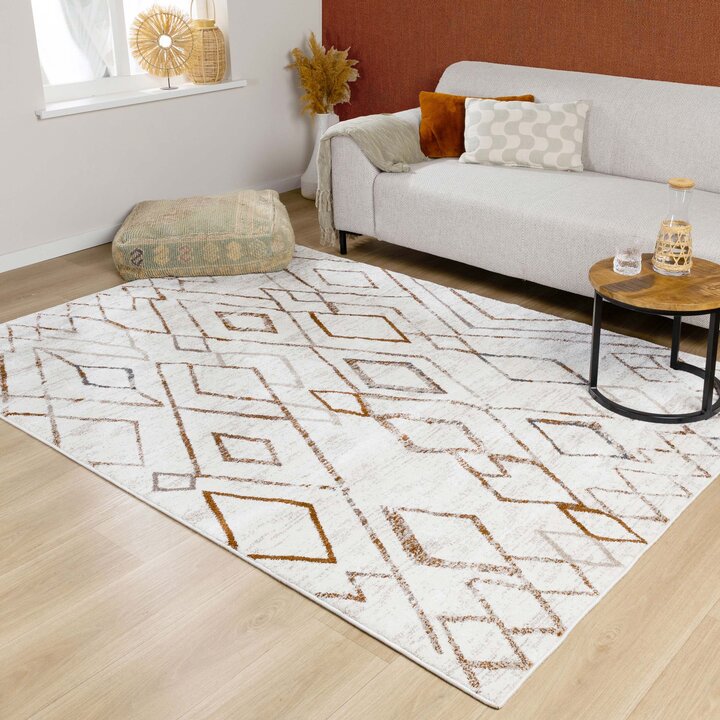 Hochflor Teppich - Blend Diamond Creme Bunt