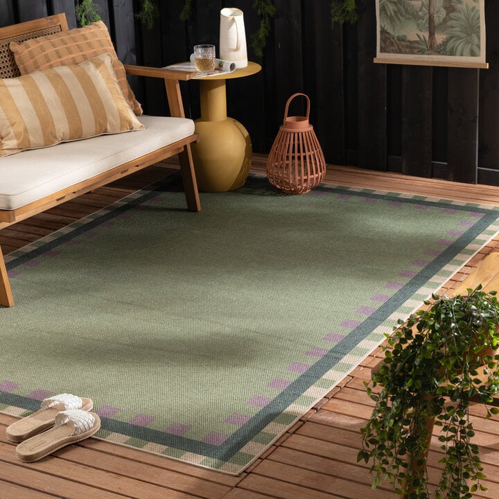 In- & Outdoor Jute Teppich - Mambo Tiles Grün