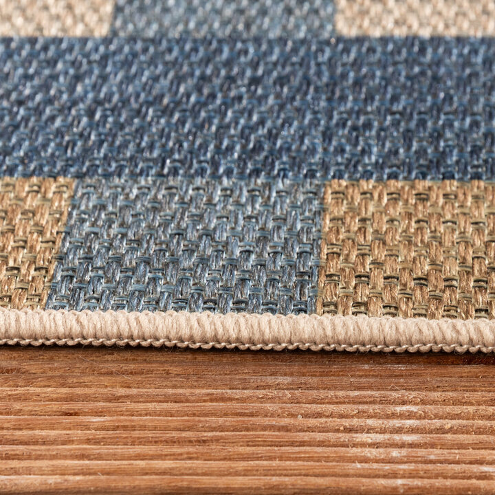 In- & Outdoor Jute Teppich - Mambo Tiles Blau - 4