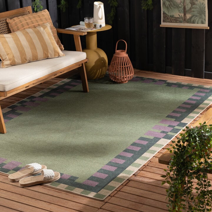 In- & Outdoor Jute Teppich - Mambo Blox Grün