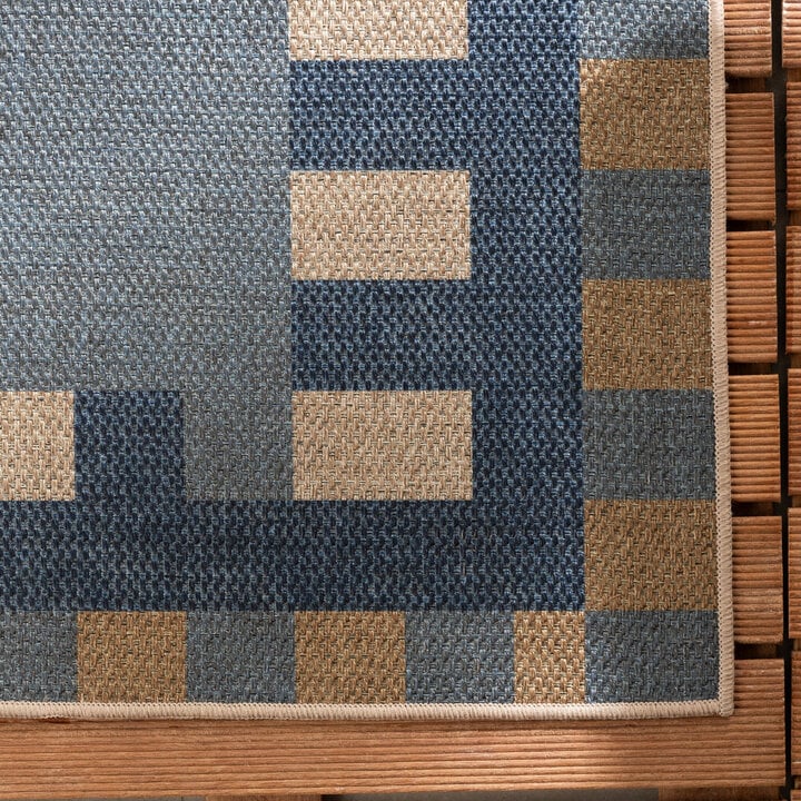 In- & Outdoor Jute Teppich - Mambo Blox Blau - 3