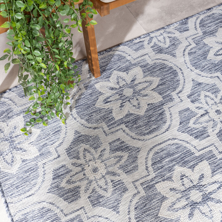 In- & Outdoor Teppich - Rio Flower Blau - 1