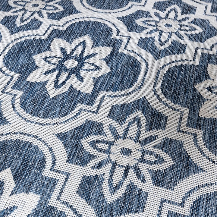 In- & Outdoor Teppich Rund - Rio Flower Dunkelblau - 2