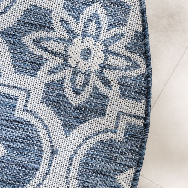In- & Outdoor Teppich Rund - Rio Flower Dunkelblau - 3