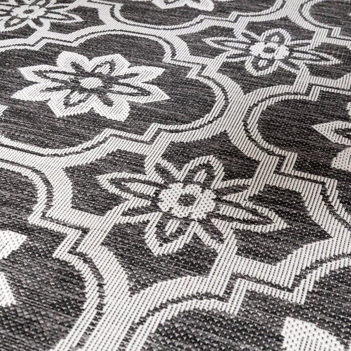In- & Outdoor Teppich Rund - Rio Flower Schwarz  - 2