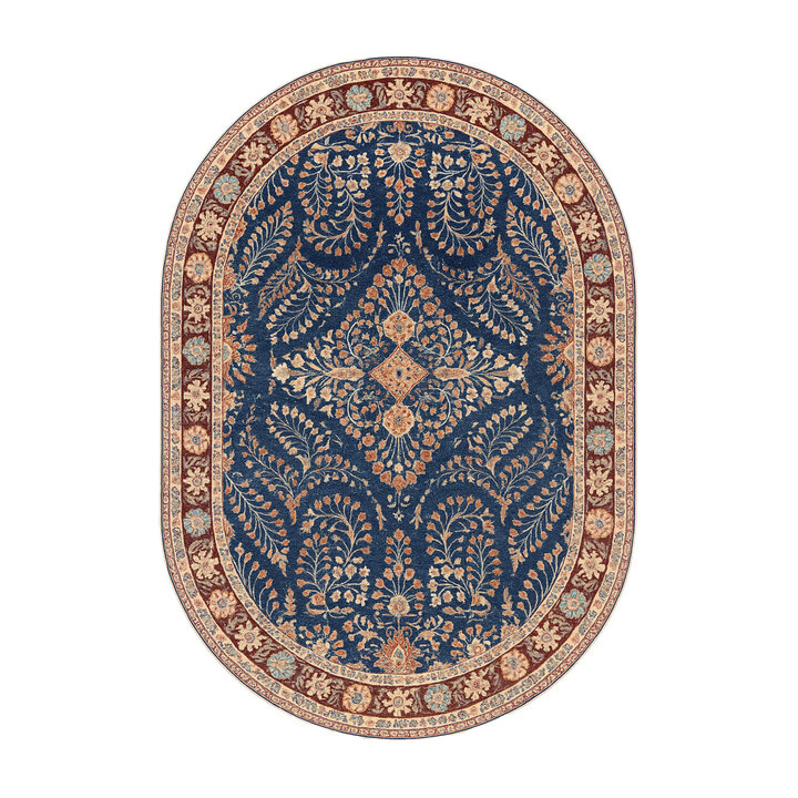 Vintage Gartenteppich Oval - Santo Flora Blau - 1