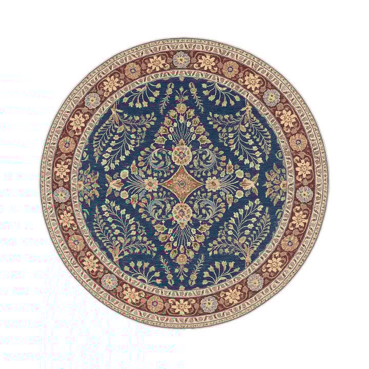 Vintage Gartenteppich Rund - Santo Flora Blau - 1
