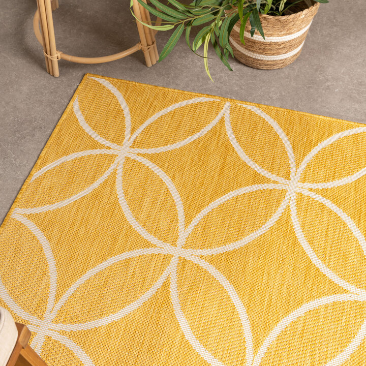 Geometrischer Outdoor Teppich - Faro Ripple Gelb - 1