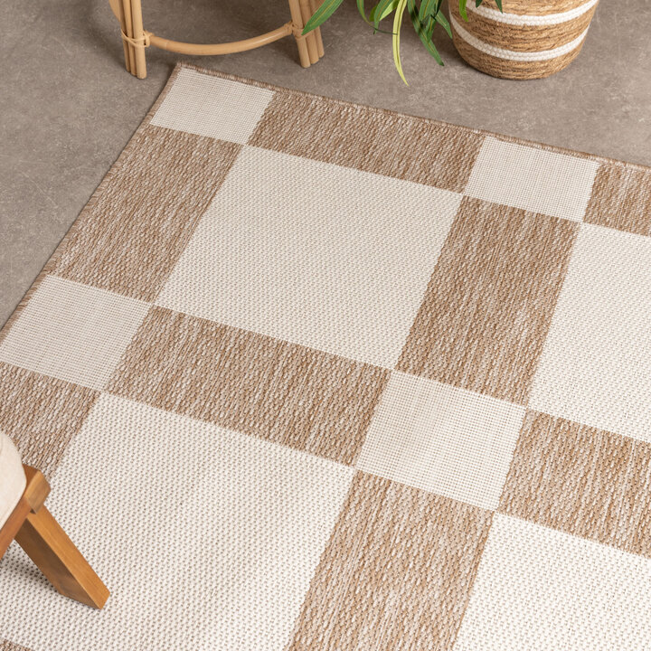 Geometrischer Outdoor Teppich - Faro Blocks Beige - 1
