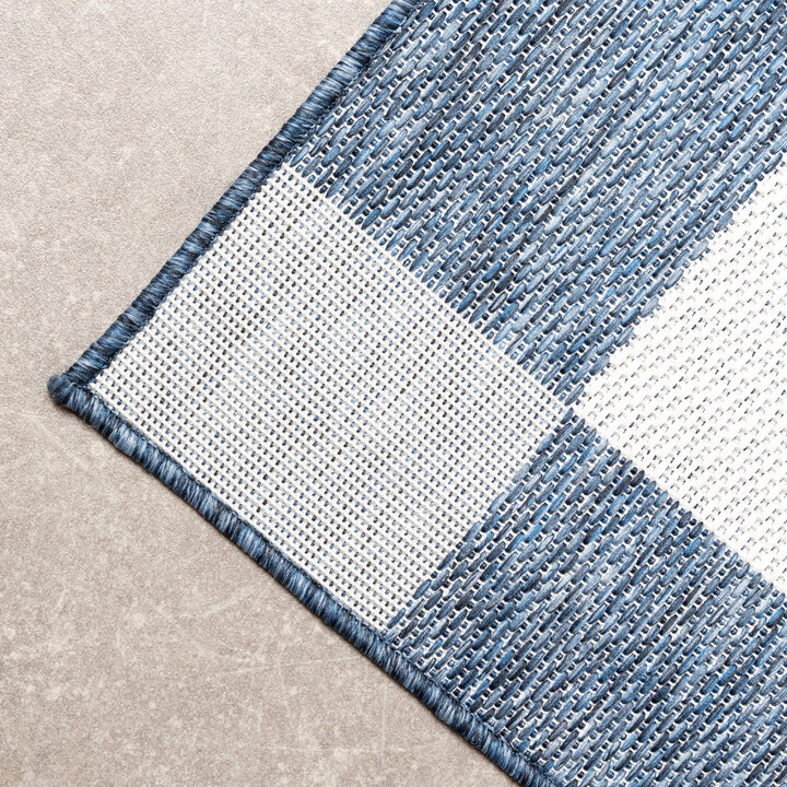 Geometrischer Outdoor Teppich - Faro Blocks Blau - 3