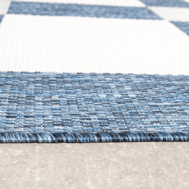 Geometrischer Outdoor Teppich - Faro Blocks Blau - 4