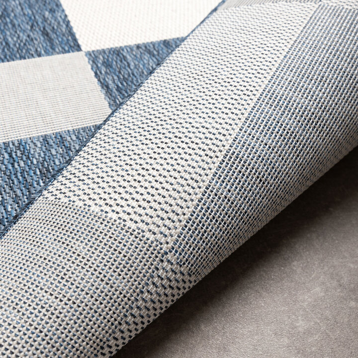 Geometrischer Outdoor Teppich - Faro Blocks Blau - 5