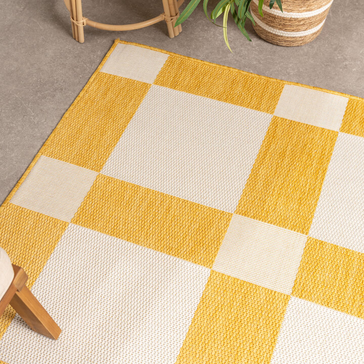 Geometrischer Outdoor Teppich - Faro Blocks Gelb - 1