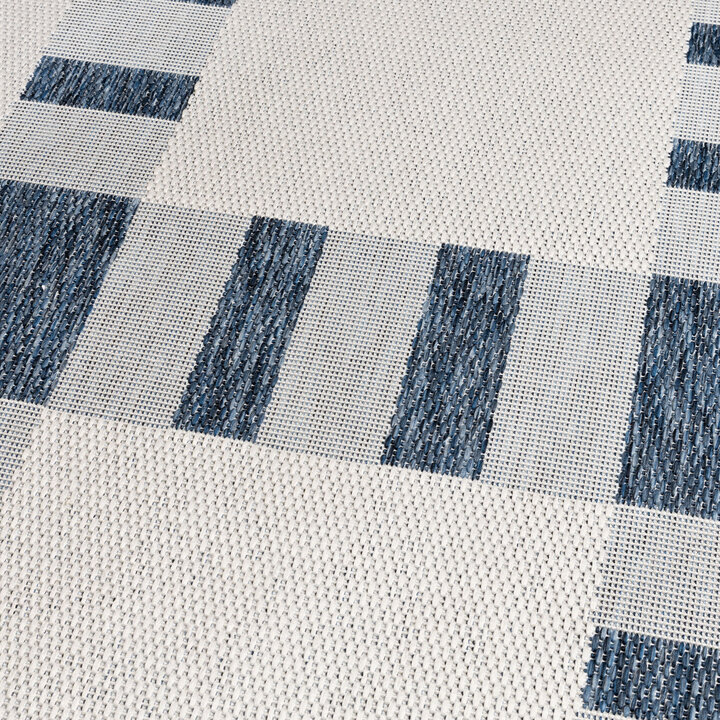 Geometrischer Outdoor Teppich - Faro Tiles Blau - 2