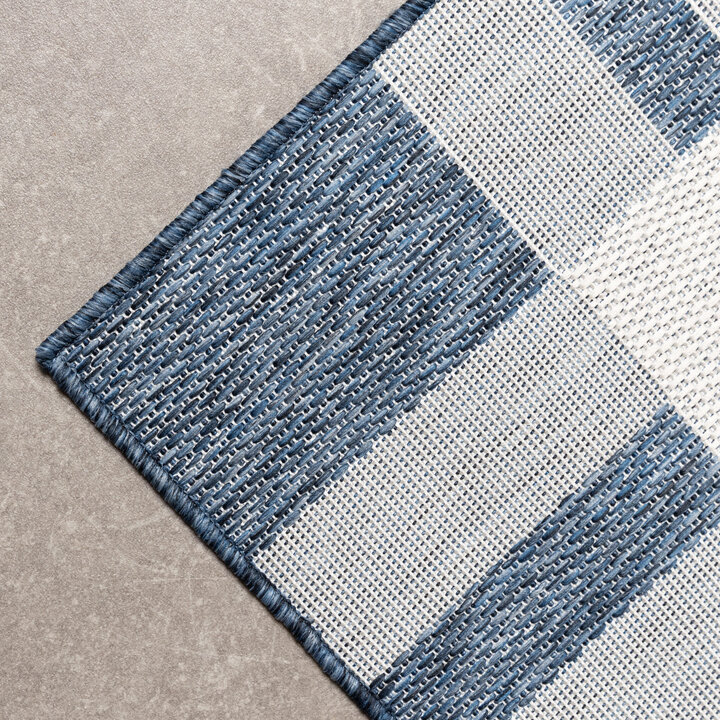 Geometrischer Outdoor Teppich - Faro Tiles Blau - 3