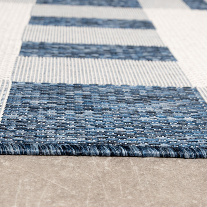 Geometrischer Outdoor Teppich - Faro Tiles Blau - 4