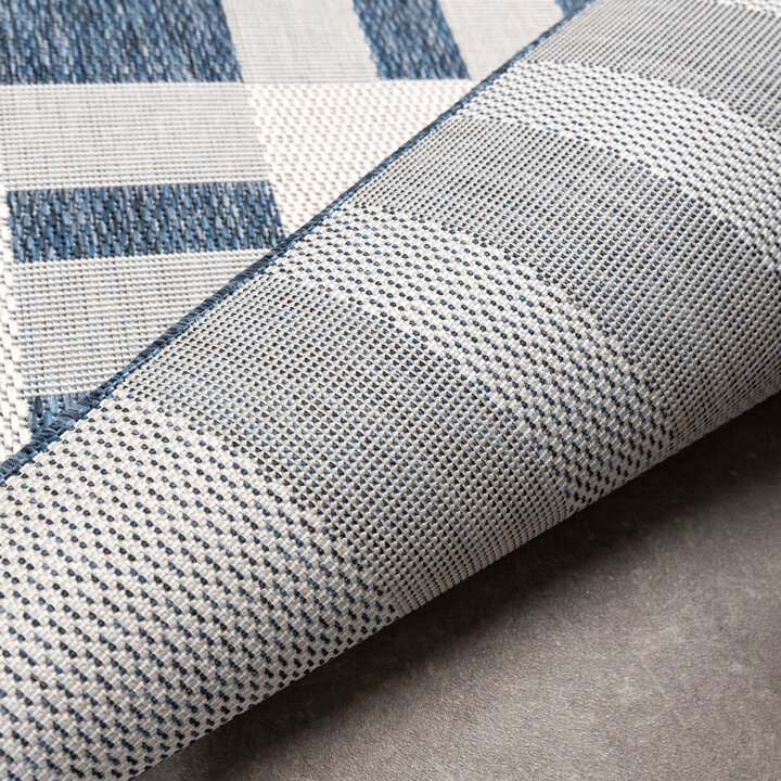 Geometrischer Outdoor Teppich - Faro Tiles Blau - 5