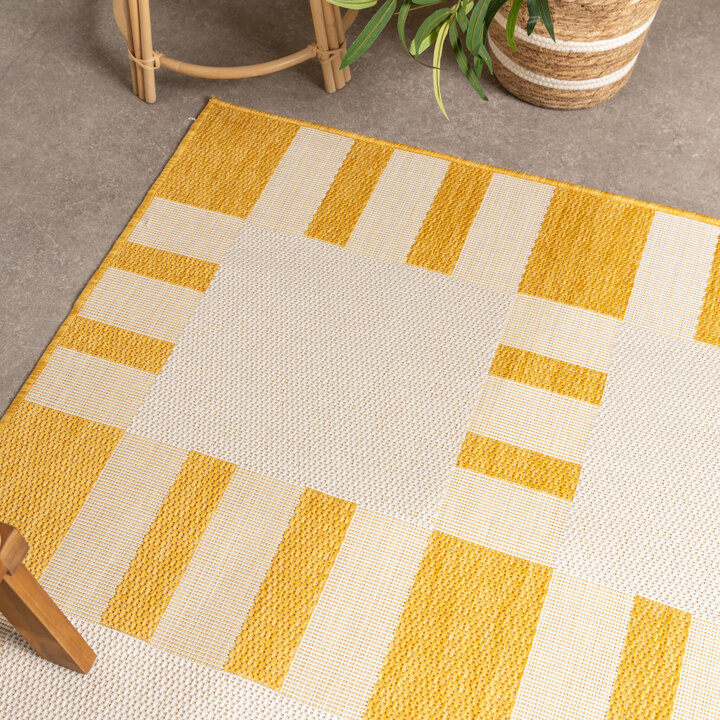 Geometrischer Outdoor Teppich - Faro Tiles Gelb - 1