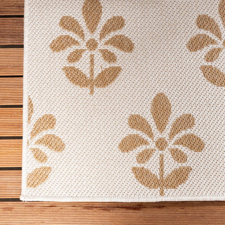 In- & Outdoor Jute Teppich - Como Flower Creme Beige  - 4