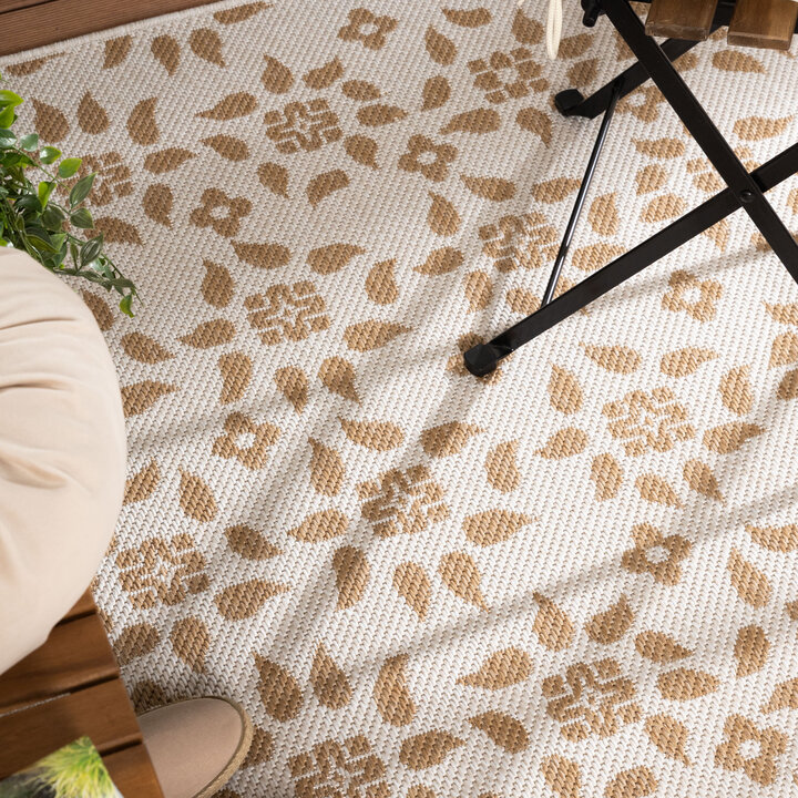 In- & Outdoor Jute Teppich - Como Floral Creme Beige - 2