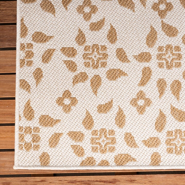 In- & Outdoor Jute Teppich - Como Floral Creme Beige - 4