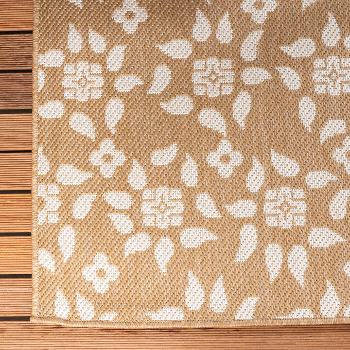 In- & Outdoor Jute Teppich - Como Floral Beige Creme - 4