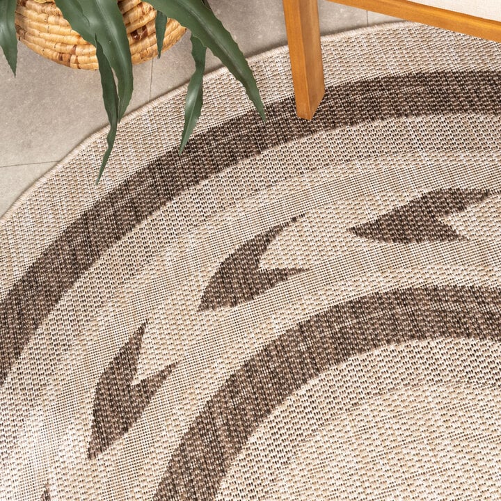 Garten Teppich Rund - Nusa Orbit Braun Creme - 1