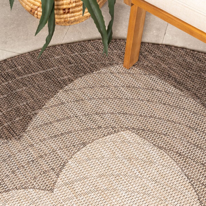 Garden Teppich Rund - Nusa Flower Braun Beige  - 1