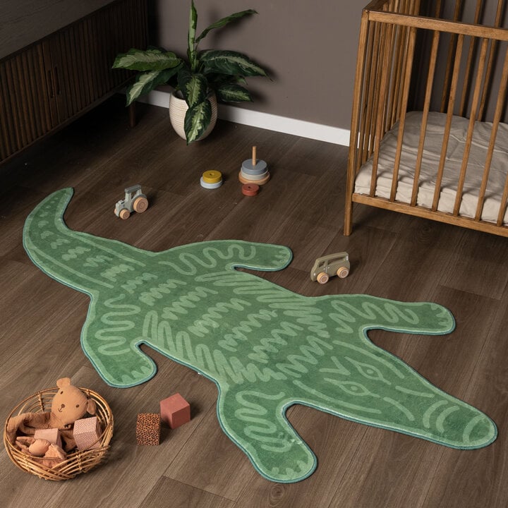 Waschbarer Kinderteppich - Raf Croco Grün