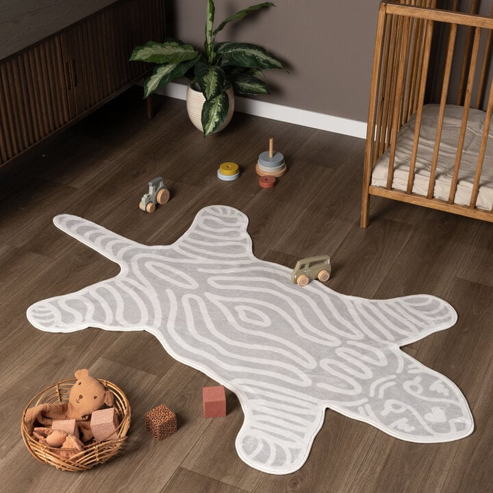 Waschbarer Kinderteppich - Raf Tiger Grau