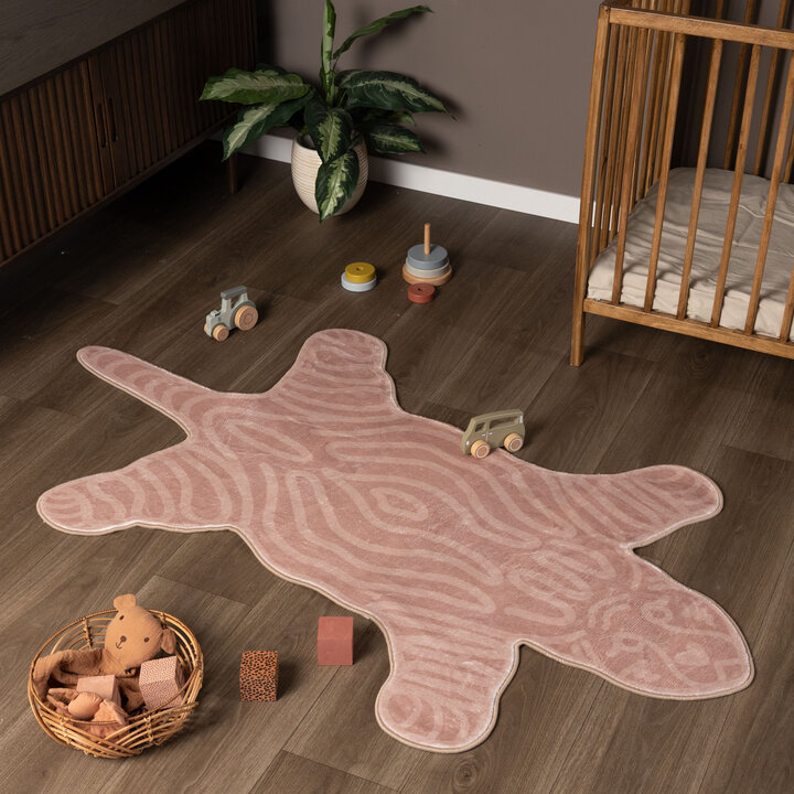Waschbarer Kinderteppich - Raf Tiger Rosa