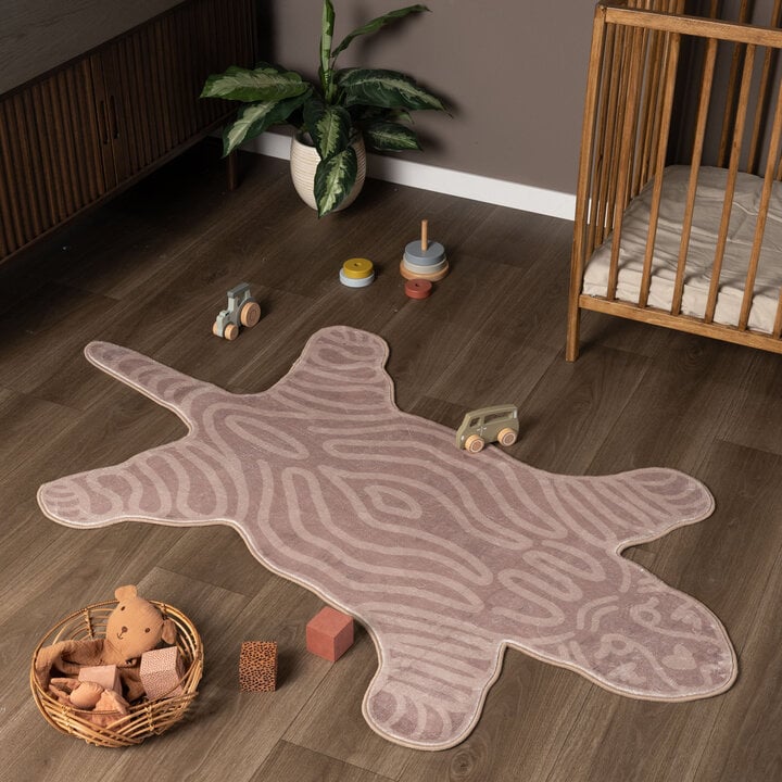Waschbarer Kinderteppich - Raf Tiger Braun